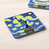 Vrijheidsbeeld Sterrennacht New York Bier Onderzetter (Linkerzijde)