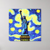 Vrijheidsbeeld Sterrennacht New York Canvas Afdruk (Voorkant)