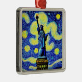Vrijheidsbeeld Sterrennacht New York Metalen Ornament (Rechts)