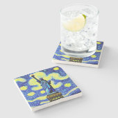 Vrijheidsbeeld Sterrennacht New York Stenen Onderzetter (Zijkant)