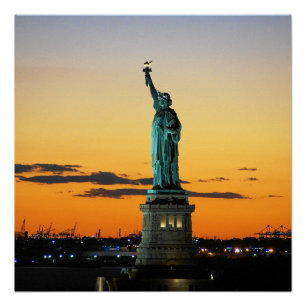 Vrijheidsbeeld Sunset New York Perfect Poster