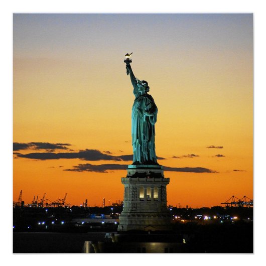 Vrijheidsbeeld Sunset New York Perfect Poster (Voorkant)