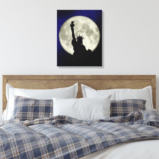 Vrijheidsbeeld tegen het Moon Canvas (Insitu (Slaapkamer))