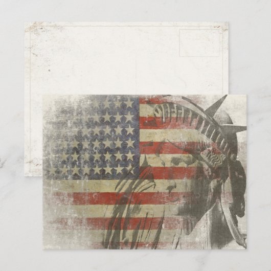 Vrijheidsbeeld van de  Amerikaanse vlag Briefkaart (Voorkant / Achterkant)