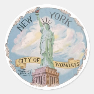 Vrijheidsbeeld van de vintage van New York City of Ronde Sticker