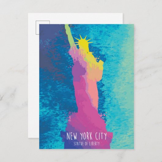 Vrijheidsbeeld van de waterverf briefkaart (Voorkant / Achterkant)