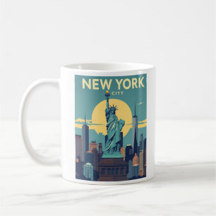 Vrijheidsbeeld van New York City Travel Vintage Koffiemok