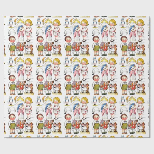 Vrijheidsbeeld van oom Sam George Washington Doll Cadeaupapier (Vlak)