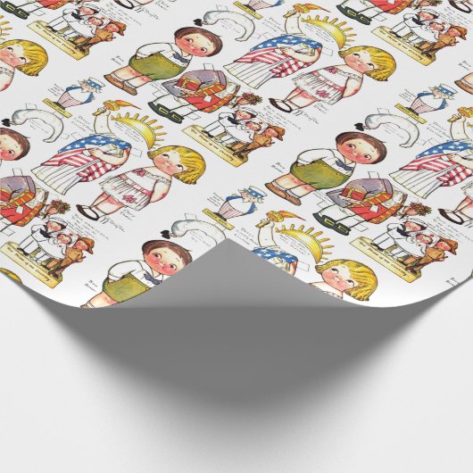 Vrijheidsbeeld van oom Sam George Washington Doll Cadeaupapier (Hoek)