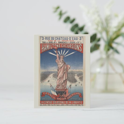  Vrijheidsbeeld van Parijs naar New York Briefkaart (Staand voorkant)