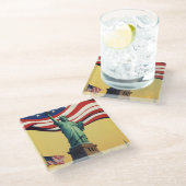 Vrijheidsbeeld - Verenigde Staten Glazen Onderzetter (Schuin)