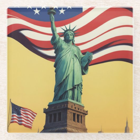 Vrijheidsbeeld - Verenigde Staten Glazen Onderzetter (Voorkant)