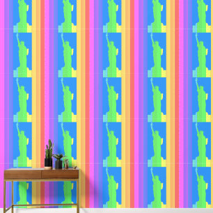 Vrijheidsbeeld Verticale Strepen Regenboog Kleuren Behang