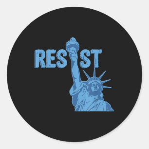 Vrijheidsbeeld verzet zich tegen grafisch #resist  ronde sticker