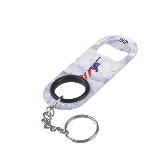 ** Vrijheidsbeeld. Veteraan Militair Rood Blauw Mini Flessenopener (Achterkant Gekanteld)