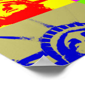 Vrijheidsbeeld Vier Kleur Pop Art Poster Print (Hoek)