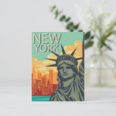 Vrijheidsbeeld Vintage New York Briefkaart (Staand voorkant)