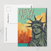 Vrijheidsbeeld Vintage New York Briefkaart (Voorkant / Achterkant)