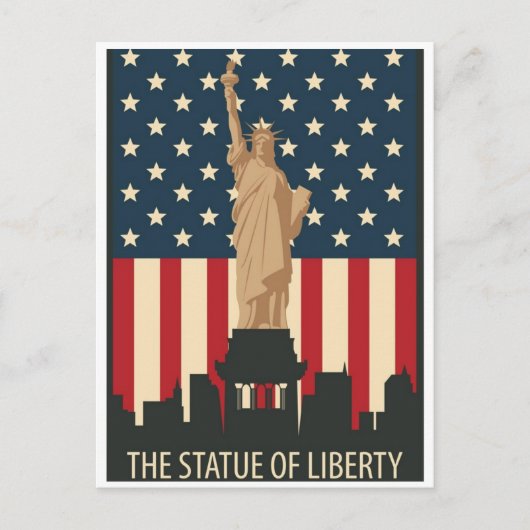 Vrijheidsbeeld Vintage New York Briefkaart (Voorkant)