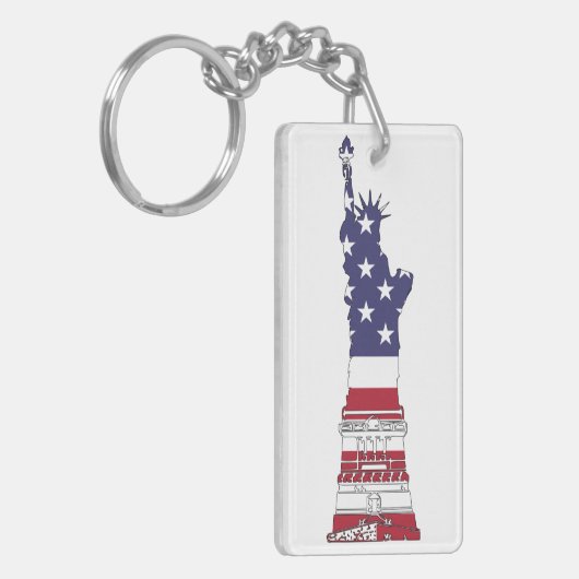 Vrijheidsbeeld, Vlag, Sterren & Stripes van de Ver Sleutelhanger (Voorkant Links)
