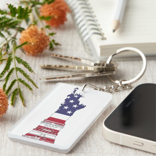 Vrijheidsbeeld, Vlag, Sterren & Stripes van de Ver Sleutelhanger (Voorkant Rechts)
