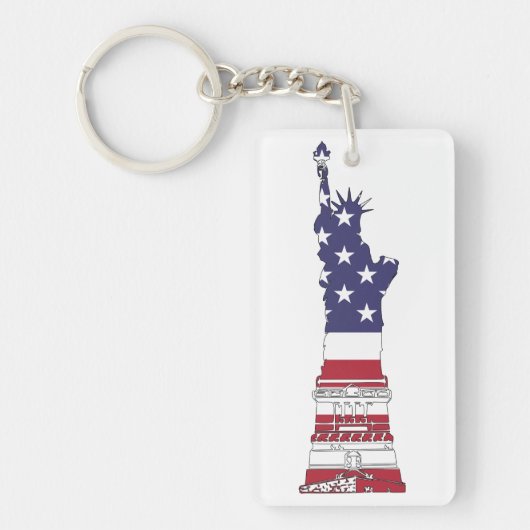 Vrijheidsbeeld, Vlag, Sterren & Stripes van de Ver Sleutelhanger (Voorkant)