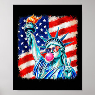 Vrijheidsbeeld vrouwen met bubbels patriottisch poster