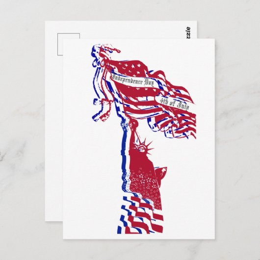 Vrijheidsbeeld VS Onafhankelijkheidsdag 4 juli Briefkaart (Voorkant / Achterkant)