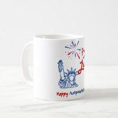 Vrijheidsbeeld Vuurwerk "4 juli" Koffiemok (Voorkant links)