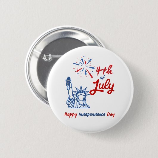 Vrijheidsbeeld Vuurwerk "4 juli" Ronde Button 5,7 Cm (Voorkant /achterkant)