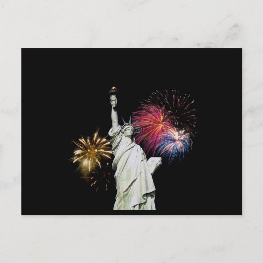 Vrijheidsbeeld - Vuurwerk Achtergrond Briefkaart (Voorkant)