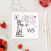 Vrijheidsbeeld Vuurwerk Monogrammed Servet (Insitu)