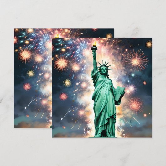 Vrijheidsbeeld Vuurwerk Onafhankelijkheidsdag, Kaart (Voorkant / Achterkant)