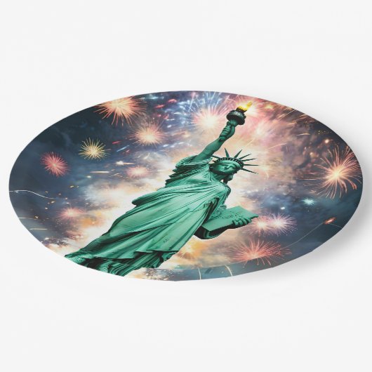 Vrijheidsbeeld Vuurwerk Onafhankelijkheidsdag, Papieren Bordje (Gekanteld)