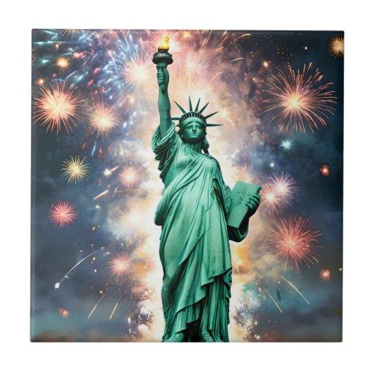 Vrijheidsbeeld Vuurwerk Onafhankelijkheidsdag, Tegeltje (Voorkant)