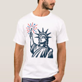 Vrijheidsbeeld Vuurwerk Patriottisch T-shirt (Voorkant)