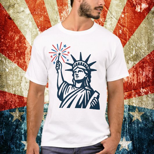 Vrijheidsbeeld Vuurwerk Patriottisch T-shirt