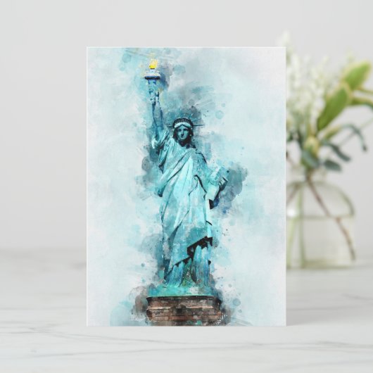 Vrijheidsbeeld Waterverf Bedankkaart (Staand voorkant)