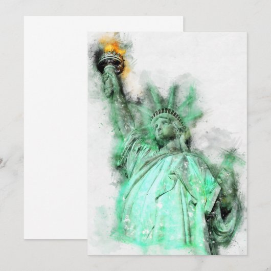 Vrijheidsbeeld Waterverf Close-up Portret Bedankkaart (Voorkant / Achterkant)