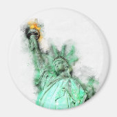 Vrijheidsbeeld Waterverf Close-up Portret Magneet (Voorkant)