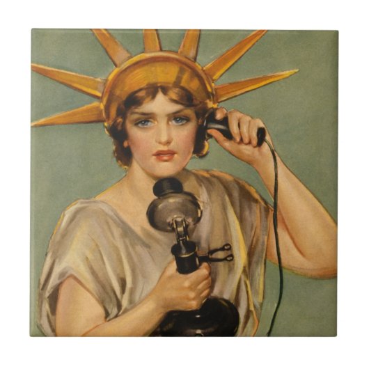 Vrijheidsbeeld, WWI-patriottische oorlog en oorlo Tegeltje (Voorkant)