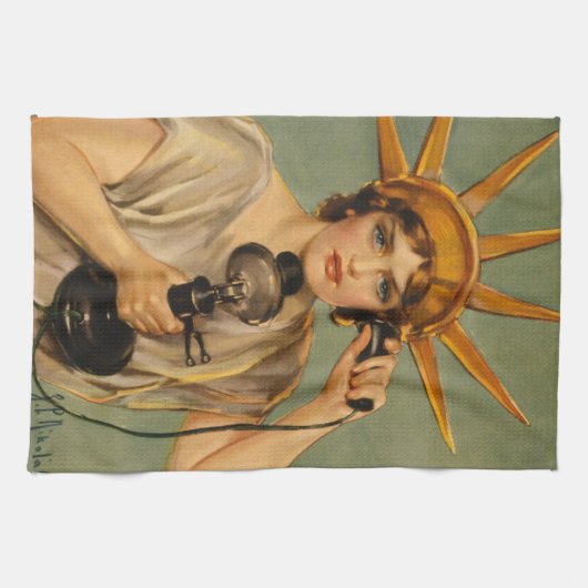 Vrijheidsbeeld, WWI-patriottische oorlog en oorlo Theedoek (Horizontaal)