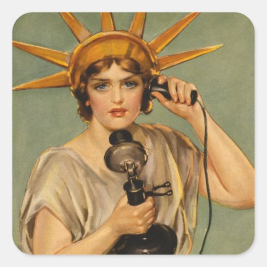 Vrijheidsbeeld, WWI-patriottische oorlog en oorlo Vierkante Sticker (Voorkant)