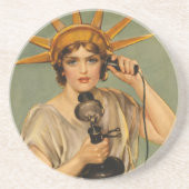 Vrijheidsbeeld, WWI-patriottische oorlog en oorlo Zandsteen Onderzetter (Voorkant)