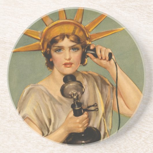  Vrijheidsbeeld, WWI-patriottische oorlog en oorlo Zandsteen Onderzetter (Voorkant)