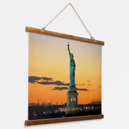 Vrijheidsbeeld, zonsopgang foto, hangend wandkleed (Gebogen)