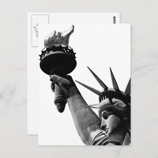 Vrijheidsbeeld zwart en wit briefkaart (Voorkant / Achterkant)