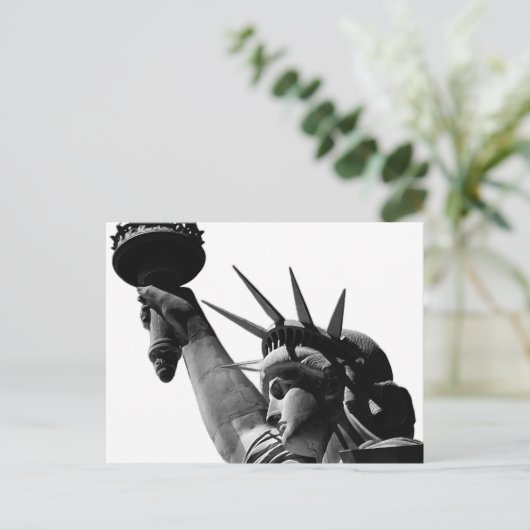 Vrijheidsbeeld zwart en wit feestdagenkaart (Staand voorkant)