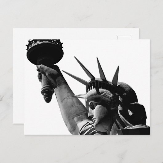 Vrijheidsbeeld zwart en wit feestdagenkaart (Voorkant / Achterkant)