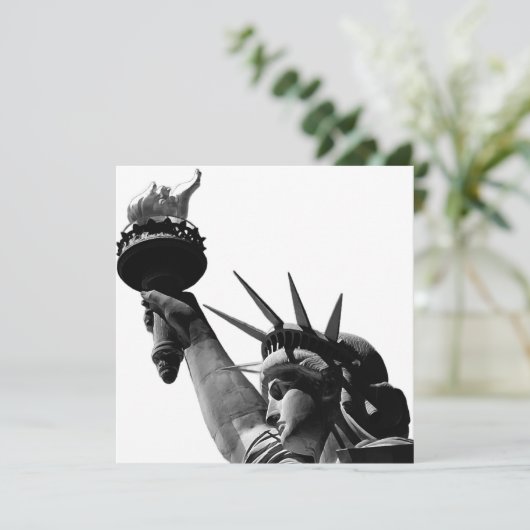 Vrijheidsbeeld zwart en wit feestdagenkaart (Staand voorkant)